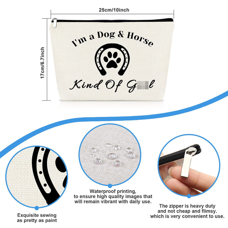 Dog and Horse Gifts for Women Makeup Bag Dog Lover Gifts Horse Lover Gift Country Travel Cosmetic Bag Paw Horseshoe Gift Equestrian Gift Birthday Christmas Gift for Dog Horse Lover Friend Sister 629 Dog and Horse - BeesActive Australia