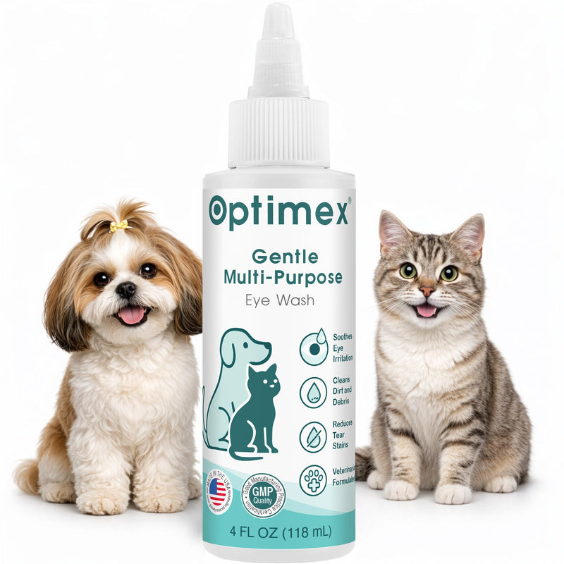 Gentle Multi-Purpose Eye Wash for Dogs & Cats (4 fl oz) Helps with Eye Infections, Redness, Irritation, Tear Stains, Discharge, Pink Eye, Conjunctivitis & Dry Eye Relief Vet Formulated