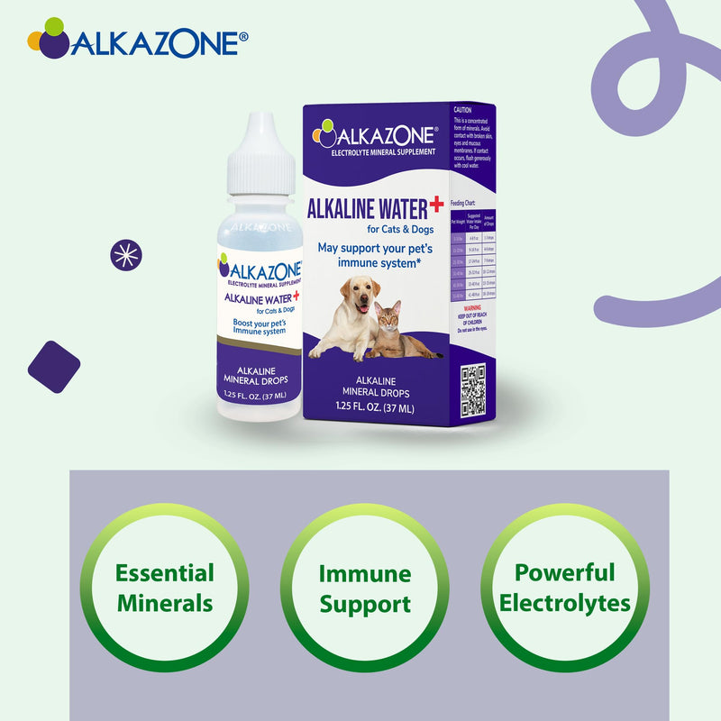 Alkazone Alkaline Water Drops for Cats and Dogs | Provide Essential Minerals | Support Optimal Health | Tasteless & Flavorless | 1 Pack Yields 20 Gallons | Serving Size 3 Drops