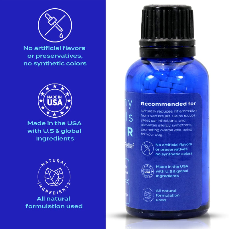 HealthyAnimals4Ever All-Natural Yeast Protection for Dogs - Effective Homeopathic Support for Yeast Infections - Preventive Care for Skin and Ear Health - 300 Dog Yeast Defense Tablets - PawsPlanet Australia