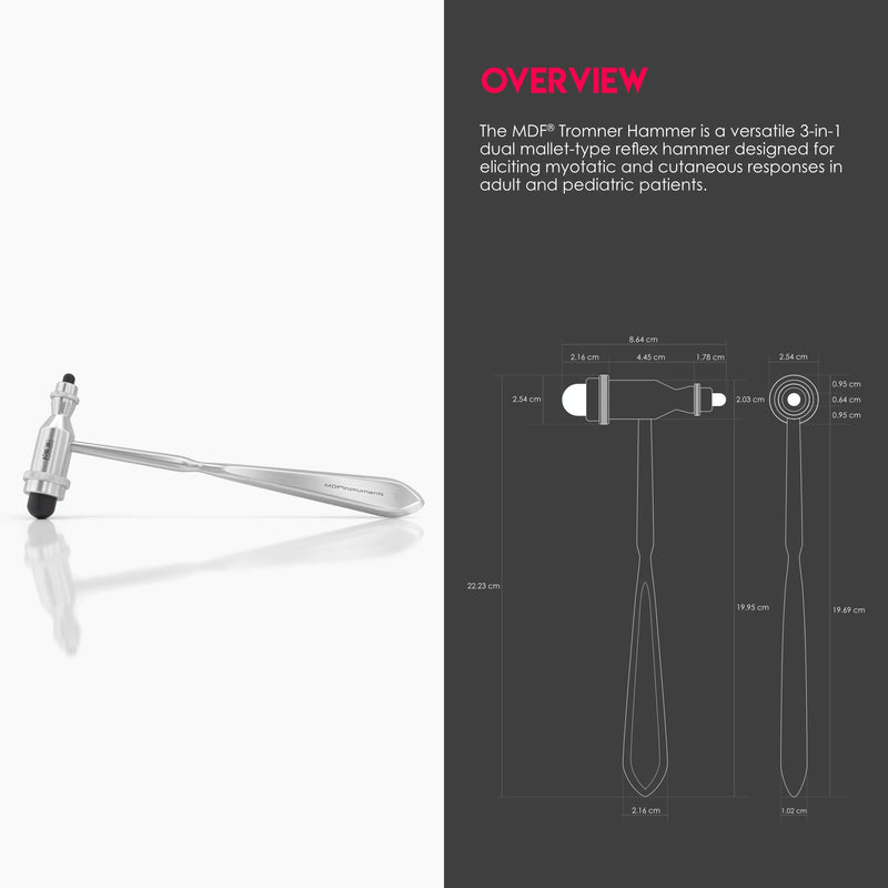 MDF Instruments Tromner Neurological Reflex Hammer with Pointed tip Handle for cutaneous and Superficial responses and a MDF LUMiNiX Illuminator Medical Professional Diagnostic Penlight