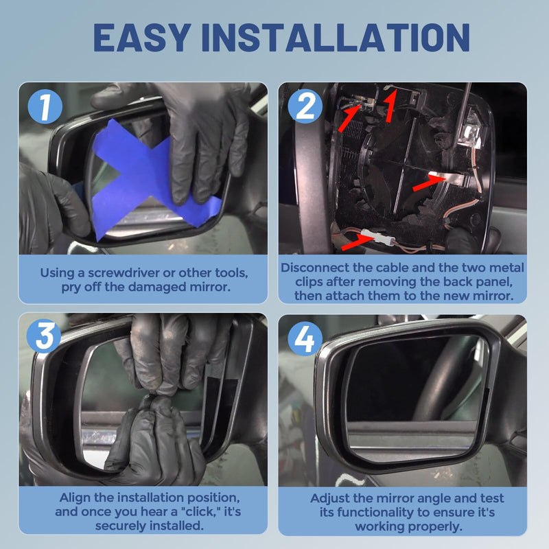 Passenger Right Side Mirror Glass - Compatible with Jeep Vehicles - Compass 2017-2025, Cherokee 2014-2023, with Heated/Blind Spot Detection, without Auto Dimming, Replace# 68368582AA Passenger Side