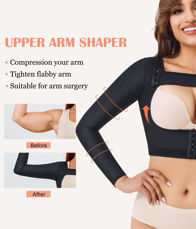 LANCS Women Upper Arm Shaper Post Surgical Compression Sleeves Slimmer Tops Posture Corrector Vest Shapewear Black 3X-Large