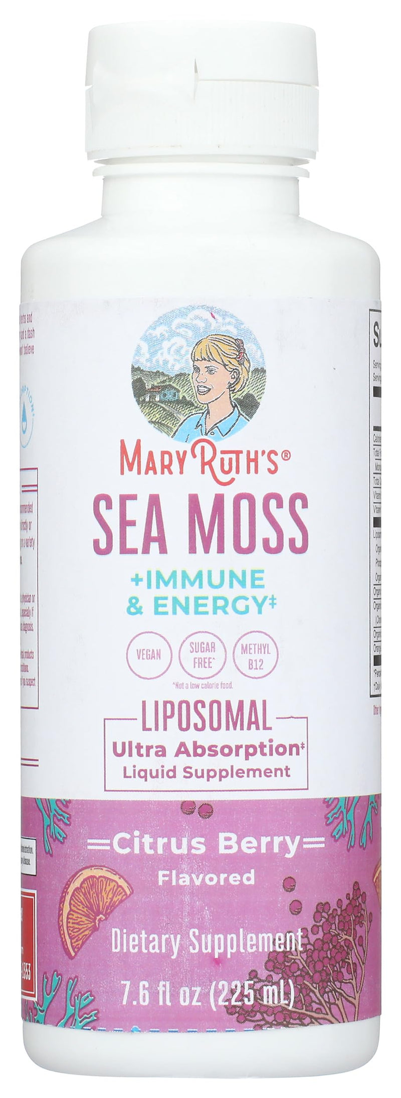 MARYRUTH'S Sea Moss + Immune & Energy Liposomal 140mg Irish Sea, 7.6 oz | 140mg Irish Sea Moss, Vitamin B12, Vitamin E, Elderberry, Rose Hip Oil, Orange Oil