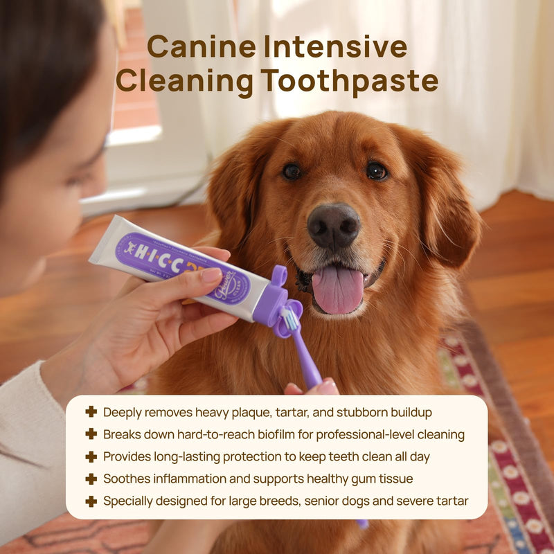 HICC PET 4-Enzymatic Dog Toothpaste - EnzyPlex™ Power Clean Toothpaste for Plaque & Tartar Control - Professional Canine Dental Care for Fresh Breath & Healthy Gums - Beef & Pumpkin Flavor, 2.82 oz