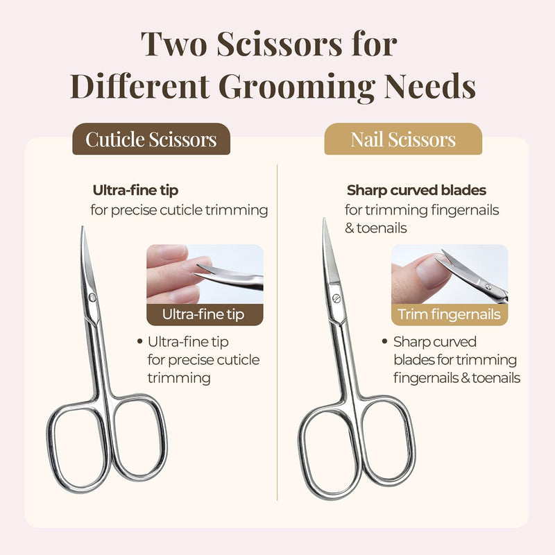 PROTOUCH Professional Nail Kit, Manicure Set for Women & Men, 420 Stainless Steel Nail Clipper Set with Precision Double-Sharpened Blades, Ergonomic Manicure Pedicure Kit with Brown PU Travel Case