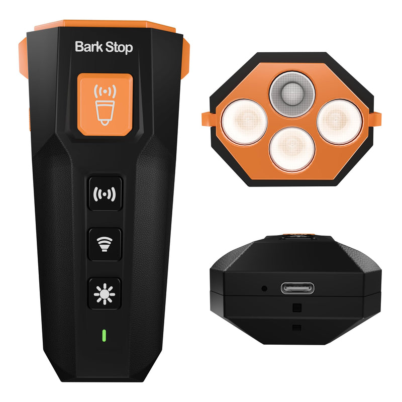 Ultrasonic Dog Bark Deterrent – Rechargeable Anti Bark Device with Dual Frequency & LED Flashlight – Handheld Trainer for Indoor and Outdoor Use (Black) Black