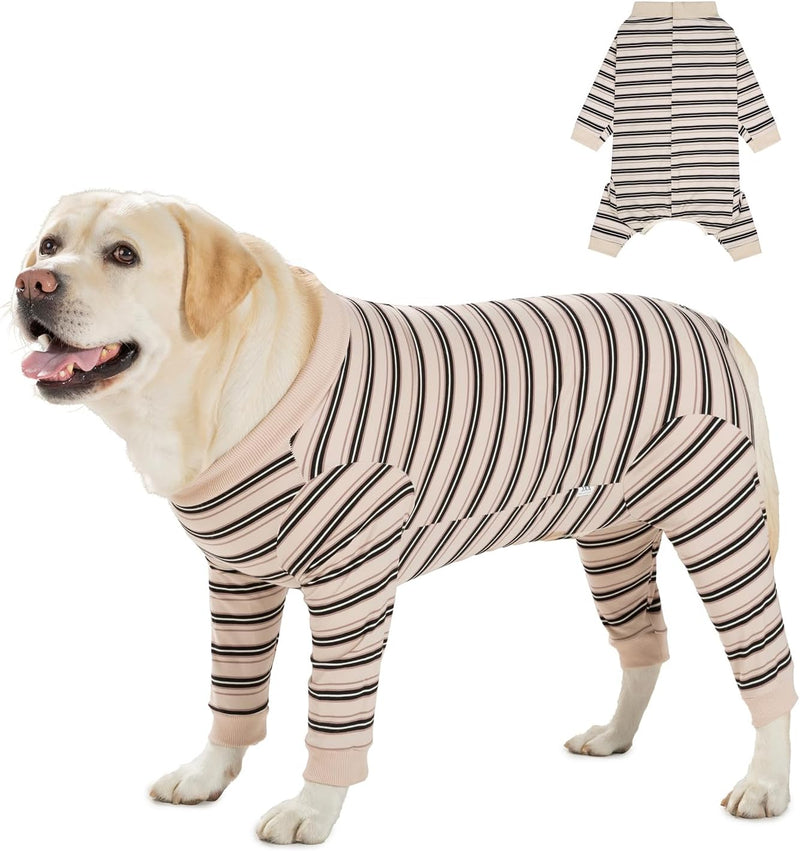 Dog Surgery Recovery Suit with Long Sleeves and Legs, Dog Romper with Zip, Full Body Coverage Pet Castration Suit, Dog Bodysuit After Surgery for Wound Protection (Beige, M) Beige