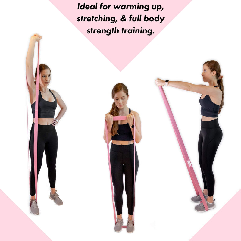 Long Resistance Band | Pink Medium Resistance Fabric Exercise Band Ideal for Strength Training, Stretching, Home Workouts, & Gym Workout - BeesActive Australia