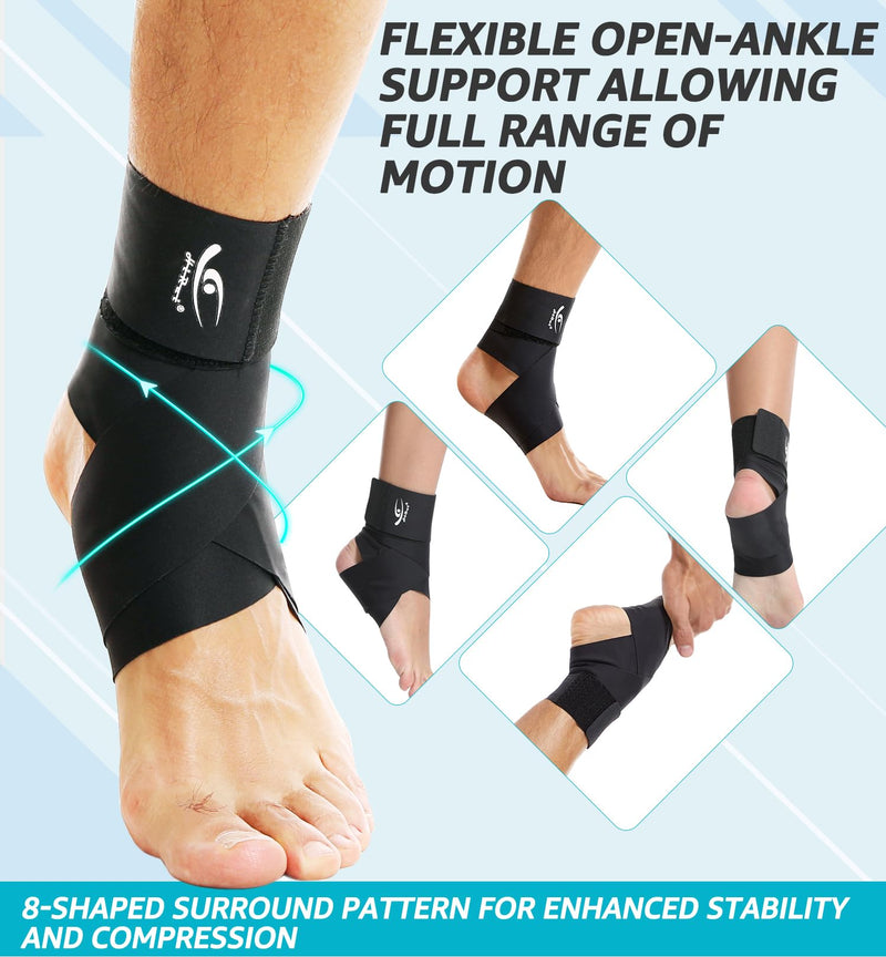 HiRui Ultrathin High-Elastic Ankle Wraps Ankle Brace for Men Women Kids, Adjustable Ankle Straps for Running, Football, Basketball, Sprains, Arthritis, Plantar Fasciitis (Black, Medium (Pack of 1)) Black Medium (Pack of 1) - BeesActive Australia