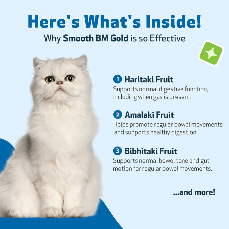 Pet Wellbeing Smooth BM Gold for Cats - Gentle Constipation Relief for Felines - Natural Herbal Supplement 2 oz (59 ml) 2oz - BeesActive Australia