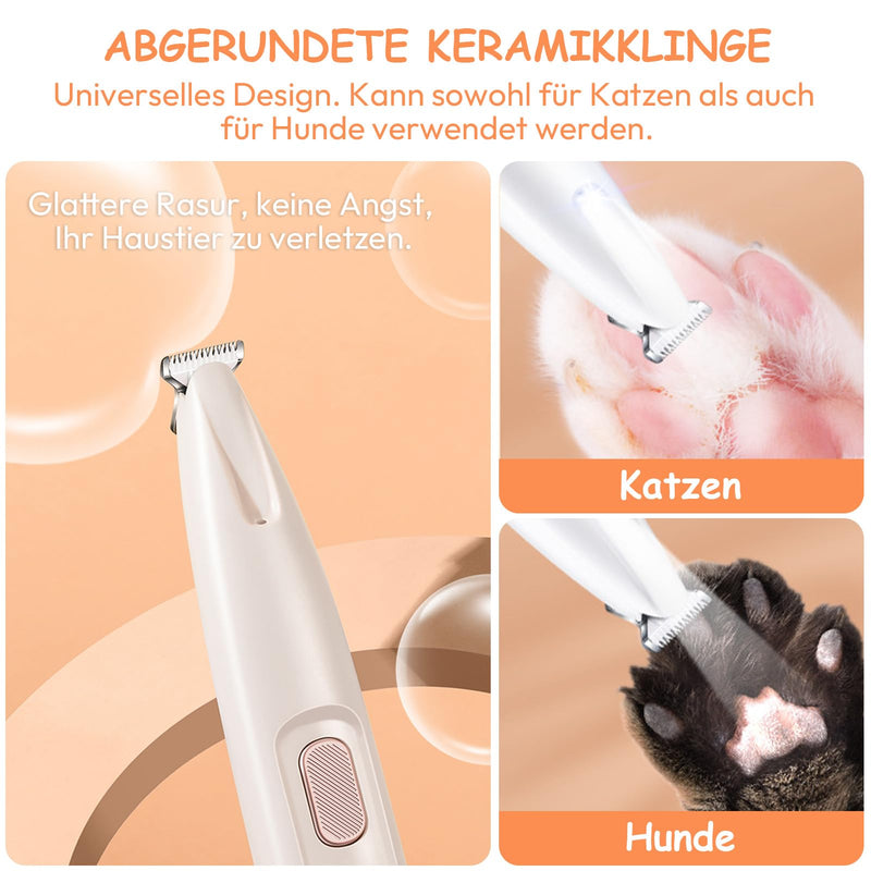 Pet hair trimmer with LED light, rechargeable paw trimmer for dogs, cats, extra quiet, wireless dog paw trimmer, small area pet razor for paws, eyes, ears, face, body - BeesActive Australia