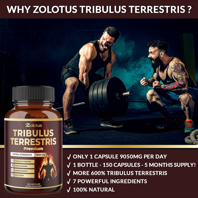 Tribulus Terrestris Supplement for Men & Women, 9050mg Per Capsule, 5-Month Supply with Ashwagandha, Panax Ginseng, Saw Palmetto, Maca, Shilajit 150 Count (Pack of 1) - BeesActive Australia