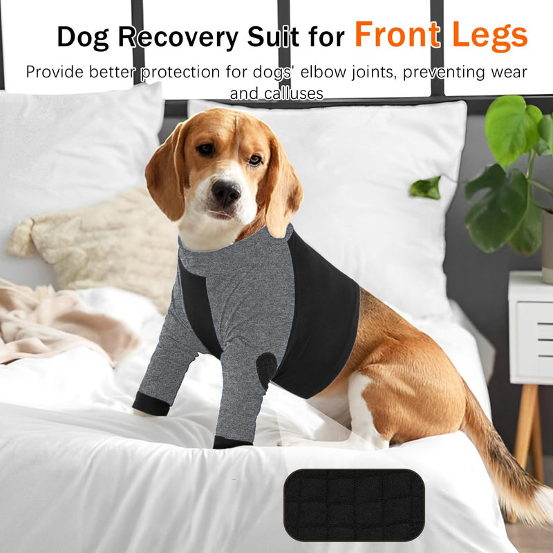 LeLePet Dog Front Leg Recovery Sleeve Elbow Protector Surgical Recovery Suit Dog Leg Wound Joint Protector Anti Licking Short Dog Suit Leg Brace Black Medium - BeesActive Australia