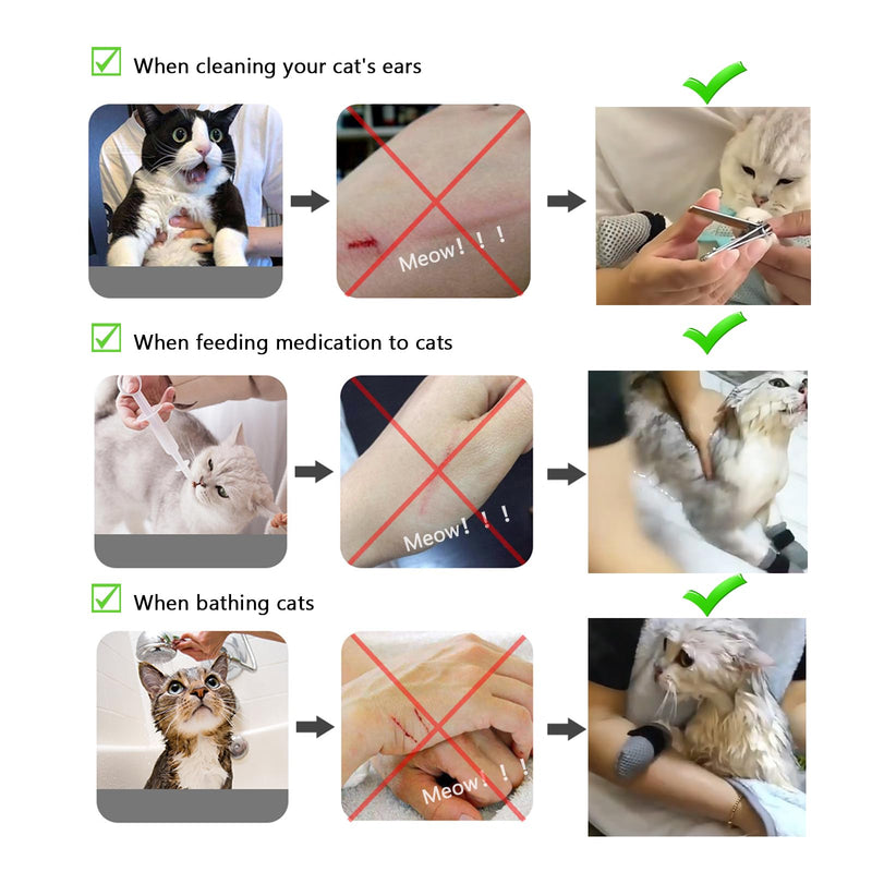 4Pcs Cat Scratch Cover for Nursing Rehabilitation Cat Boots Adjustable Cat Bath Bath Gloves，Anti-Scratch Pet Grooming Booties for Bathing Grey - BeesActive Australia