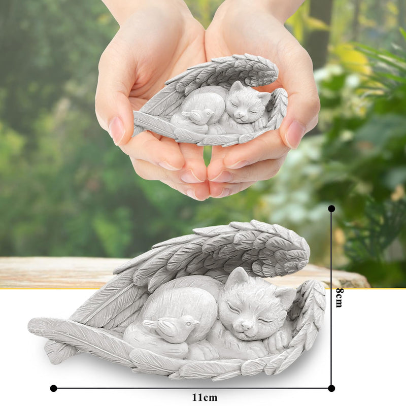 Onperpoe Gravestone Cat with Angel Wings Cat Angel Memorial Stone for Outdoor Animal Gravestone Polyresin Cat Figure Garden Beautiful Keepsake Home Grave Decoration Decorative Gifts for Cat Lovers - BeesActive Australia