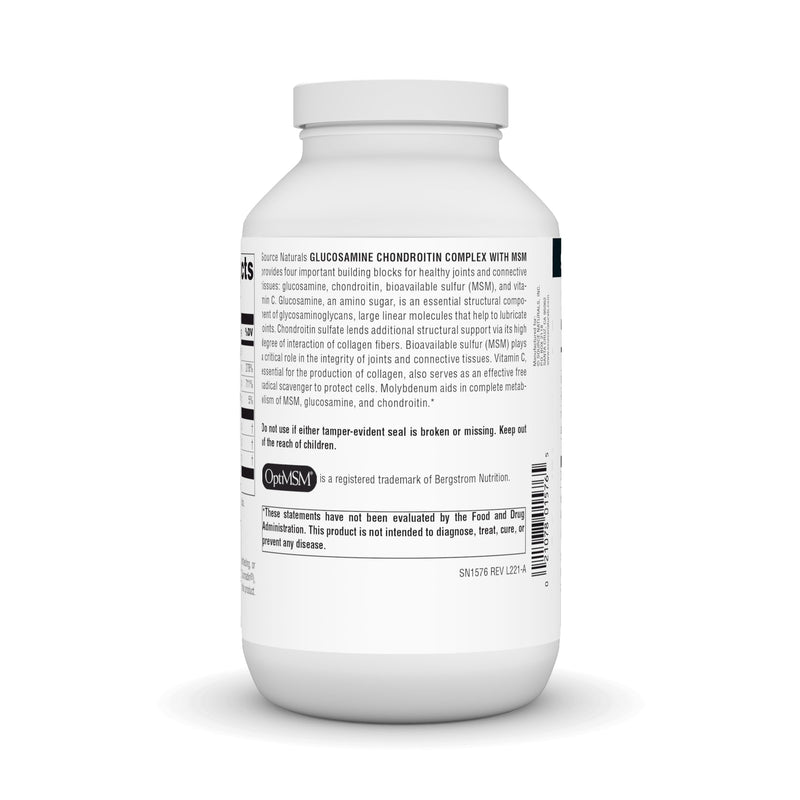 Source Naturals Glucosamine Chondroitin Complex with MSM, Promotes Healthy Joints and Connective Tossues* - 240 Tablets 240 Count (Pack of 1)