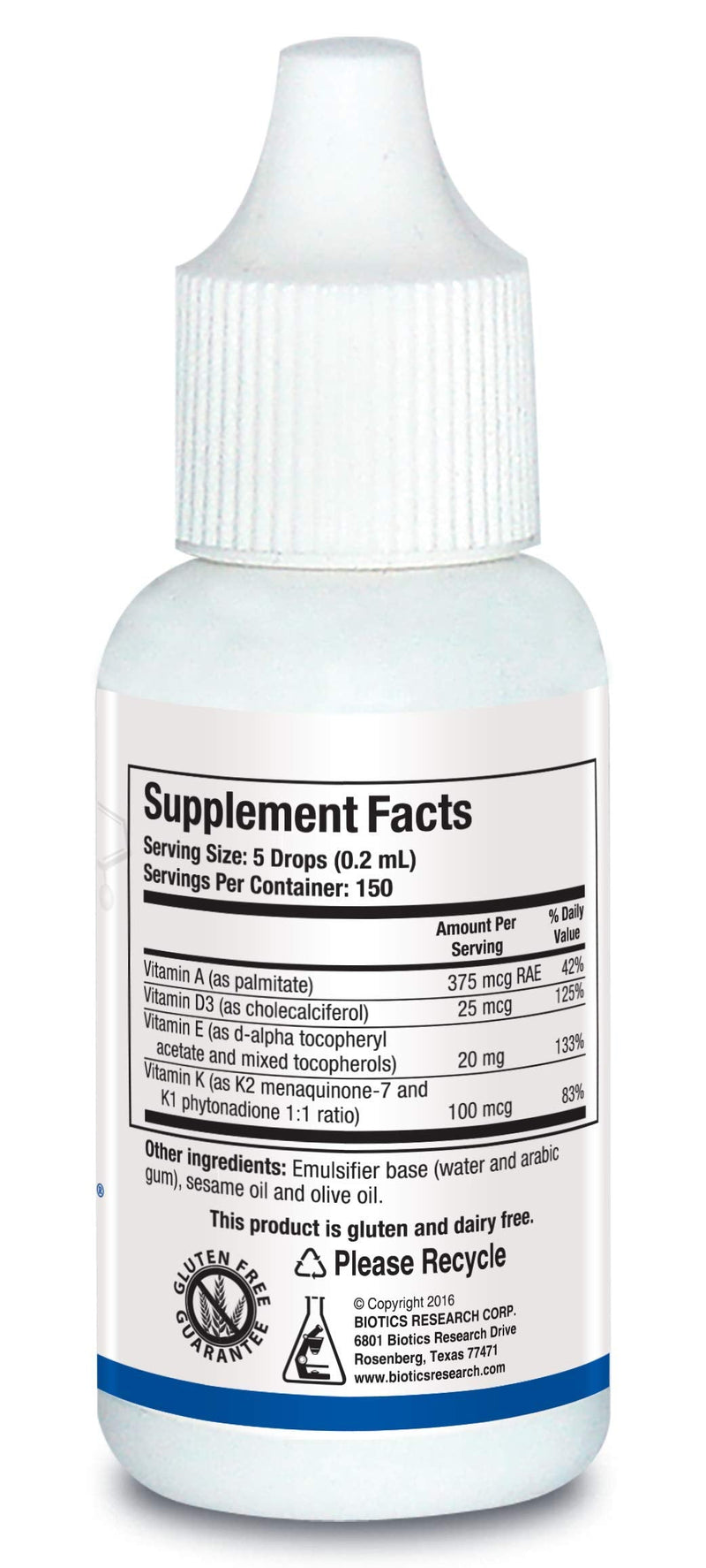BIOTICS RESEARCH Bio ADEK Mulsion - Emulsified Formula, Improved Bioavailability, Supports Healthy Immune Responses, Bone Health, Eye Health, Cardiovascular Health, 1 fl oz