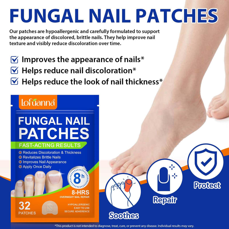 Toenail Treatment Extra Strength - 32 Pcs Nighttime Nail Patches, Overnight Toe Nail Treatments for Damaged Nails Foot Nails Repair and Care, 8-Hour Restores Healthy Appearance (2PCS) 2PCS - BeesActive Australia
