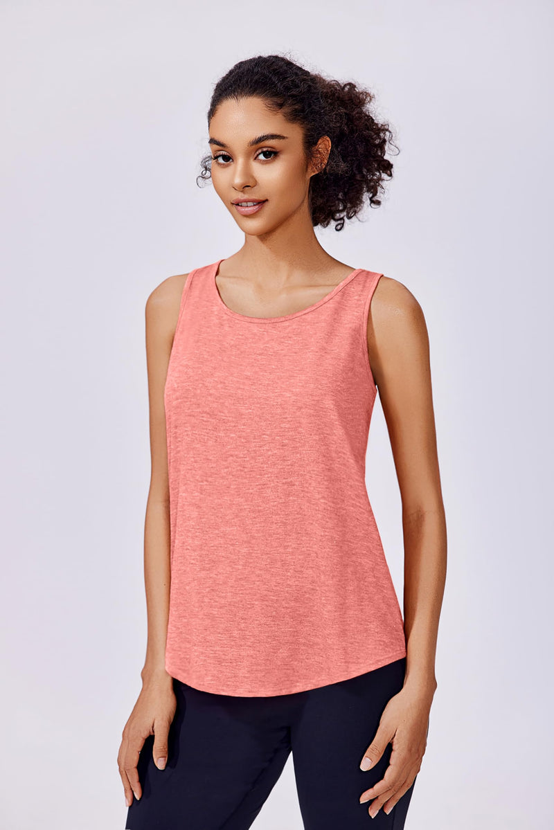 PINSPARK Workout Tops for Women Racerback Tank Top Pack Sleeveless Athletic Running Tops Loose Gym Shirt Quick Dry Yoga Tank Large Light Blue/Pink - BeesActive Australia