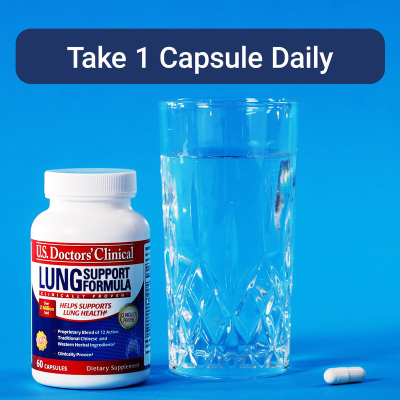 U.S. Doctors' Clinical Lung & Respiratory Support Supplement- 60 Capsules | 12 Chinese herbs, vitamins A and C, magnesium, zinc to support respiratory and immune health for breathing comfort.*