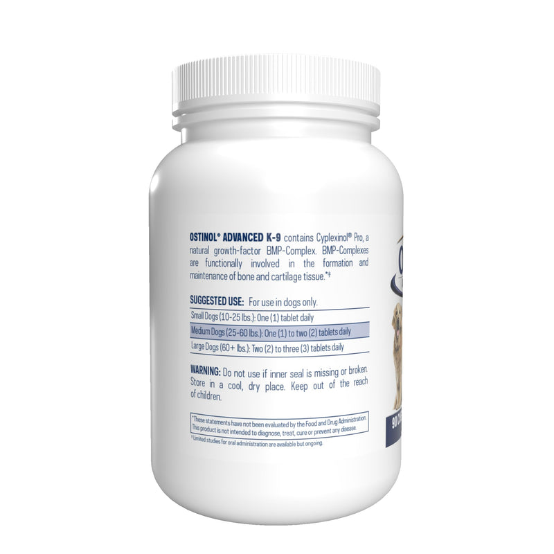 ZyCal Ostinol Advanced K-9 Joint Supplement for Dogs – Bioactive Protein Complex with Cyplexinol® Pro 50mg | Bone & Joint Dog Supplement | 90 Chewable Bone-Shaped Tablets