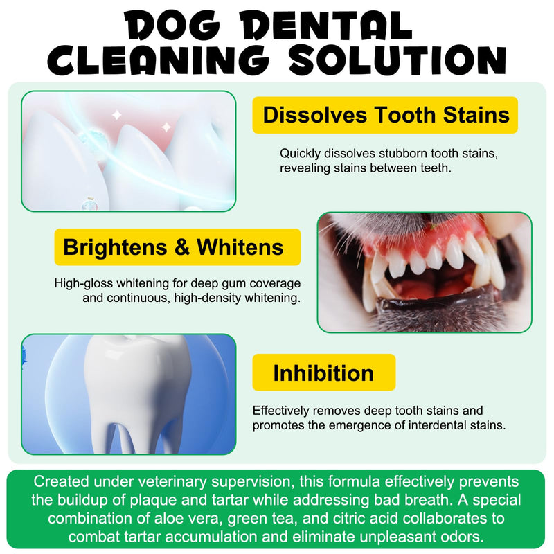 ALIVO Dog Dental Solution, Dogs Teeth Cleaning Water - Dog Breath Freshener Water Additive Supports Gum Health, Improve Bad Breath, Plaque and Tartar - Pet Supplies Oral Dental Care for Dogs - 237ml