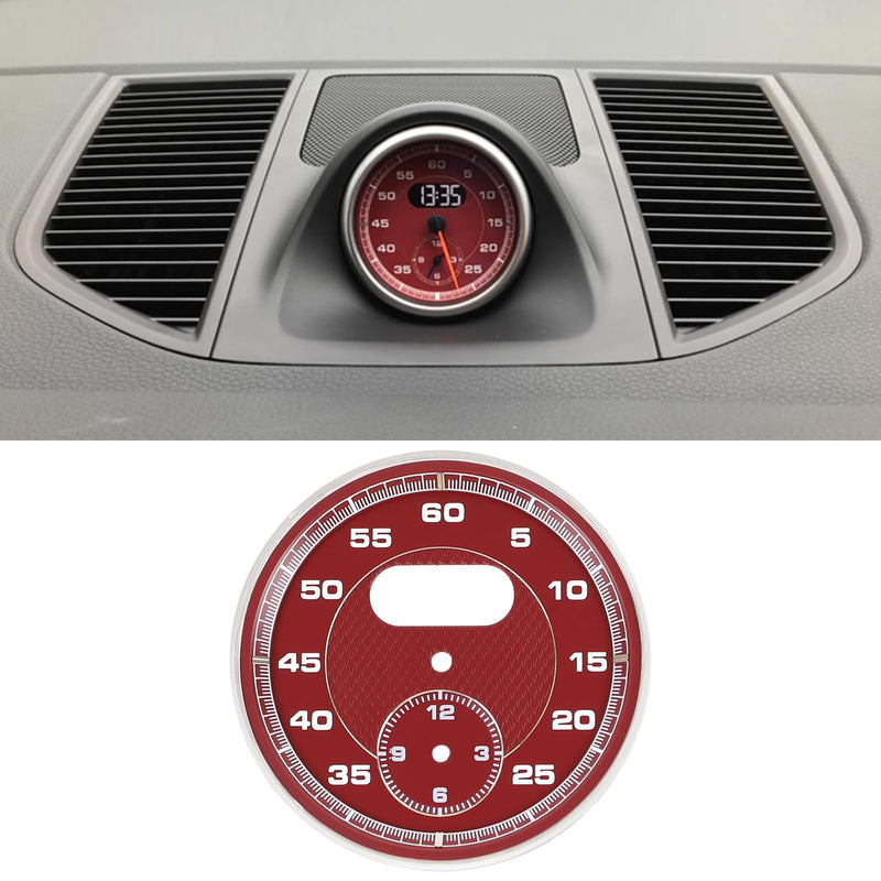 Car Clock Replacement dial Compatible with Porsche Cayenne 2011-2017 911 2012-2018 Macan 2014-2024 718 2016-2023 Panamera 2010-2016 Bordeaux Red Stopwatch Mounted Dashboard