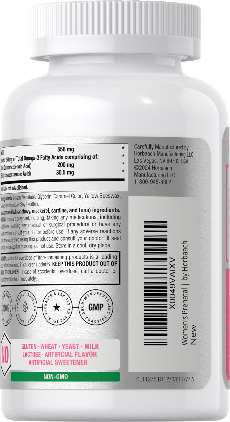 Horbäach Women's Prenatal Multivitamin with DHA | 70 Softgels | with Iron and Folic Acid | Non-GMO & Gluten Free 70 Count (Pack of 1)