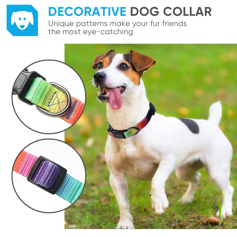 HEELE Dog Collar, Dog Collar for Puppies Small Medium Large Dogs, Patterned Dog Collars, Adjustable, Comfortable, Robust Dog Collar, Rainbow, S S (Length 25-38cm, Width 1.5cm) - BeesActive Australia
