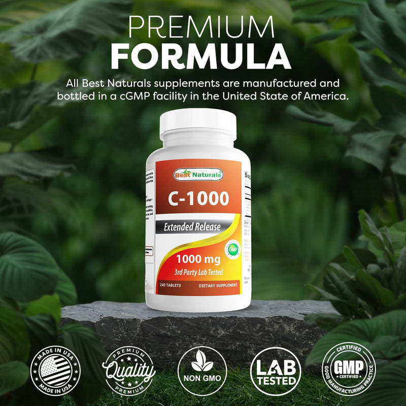 Best Naturals Vitamin C 1000 mg Tablets with Rose Hips, Berry 240 Count (Pack of 1) 240 Count (Pack of 1)
