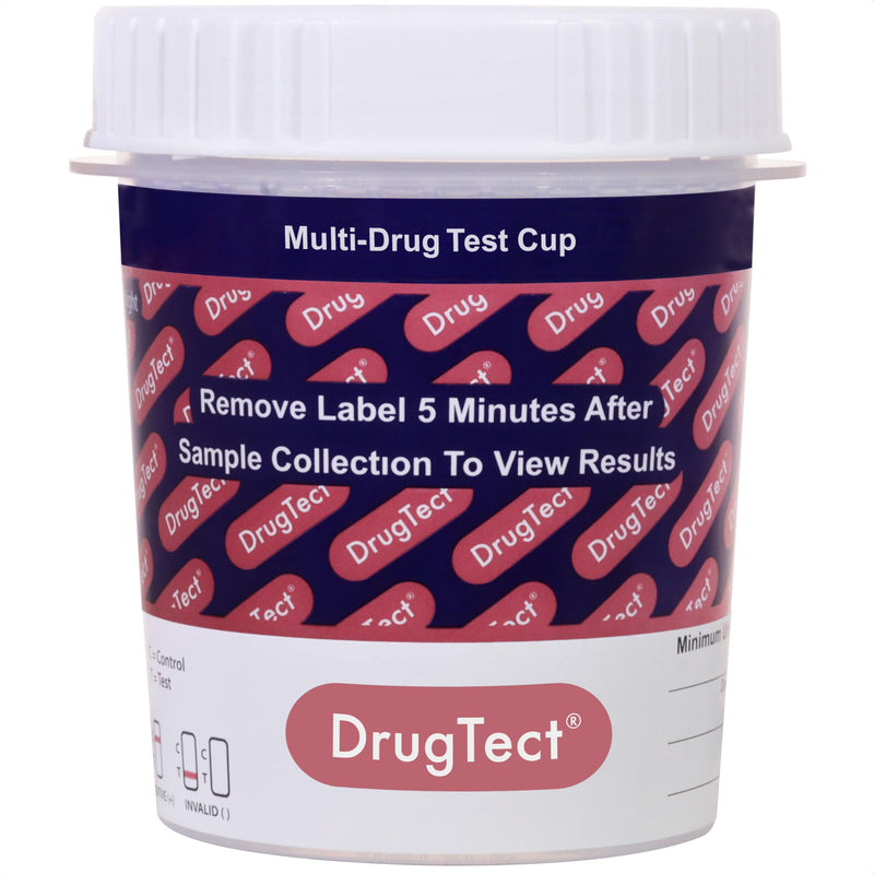 DrugTect Multi-Drug Rapid Urine Test Cup | 1 Pack | 14 Panel CLIA Waived Marijuana Fentanyl Drug Test Cup with 6 Adults for AMP,BAR,BUP,BZO,COC,FYL,MDMA,MET,MOP|OPI,MTD,OXY,PCP,TCA,THC (1) - BeesActive Australia