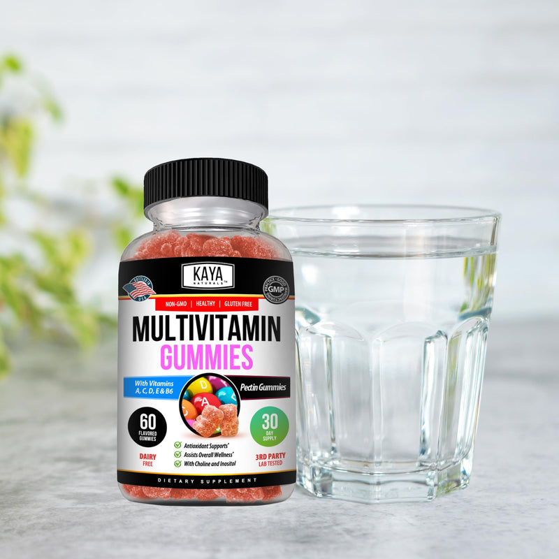 Kaya Naturals Adult Multi Vitamin Gummy, Biotin, Vitamin A, C & E, Including Zinc &Vitamin B-12, Folic Acid, Strawberry Flavor | Gluten-Free multivitamins Sweet Adult Gummies - 60 Gummies 60 Count (Pack of 1)