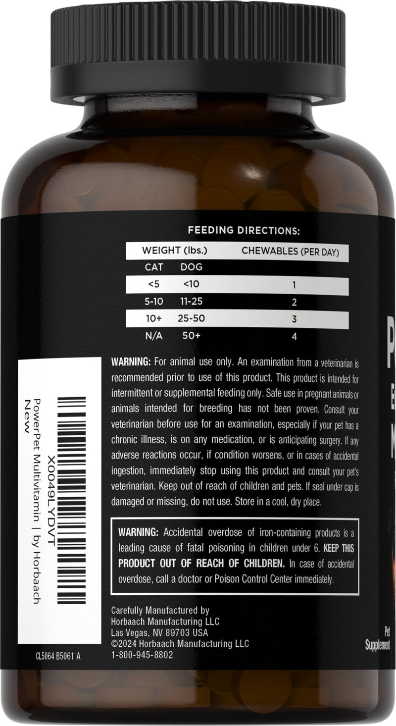 Horbäach Pet Multivitamins for Dogs & Cats | 120 Chewable Tablets | Health Support Supplement | Non-GMO, Gluten Free | by River & RULA - PawsPlanet Australia