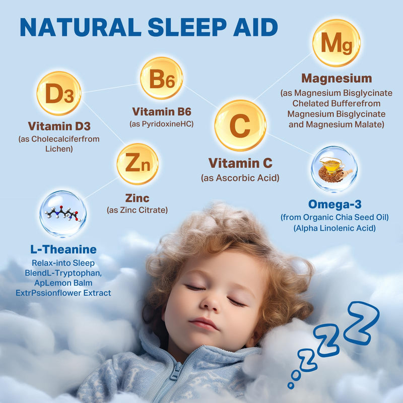 2PCS Magnesium Drops - Magnesium Glycinate Liquid Drops for Kids - Calm, Sleep, Relaxation, Bones, Brain Support with Vitamin B6, C, D3, Omega-3, L-Theanine, Zinc, Multivitamins - Pineapple Flavor
