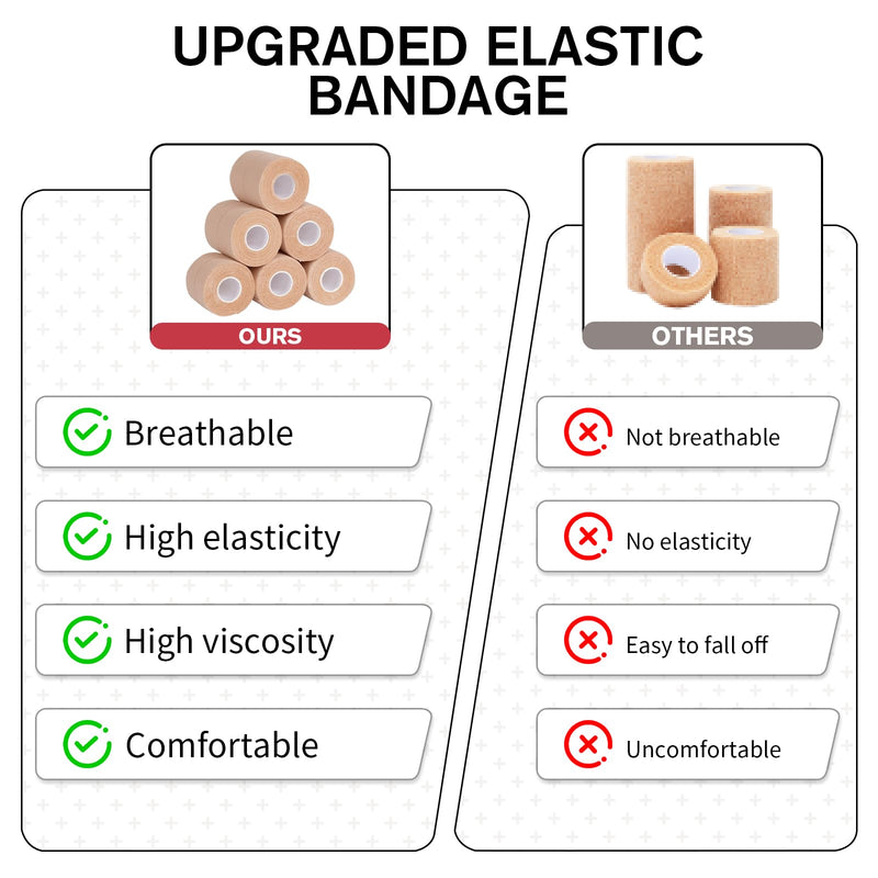 4 Rolls Elastic Tape, Breathable Self Adhesive Bandage Wrap, Flexible Stretch Bandages for Sports Wrists Sprains Knees Ankles, for Animals and Pets, 5 Yards (4 Inch in Width) 4 Inch in Width - BeesActive Australia