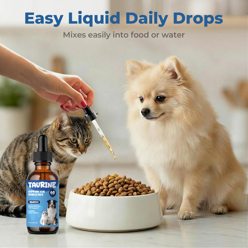 Taurine Supplement for Dogs & Cats Drops – Daily Amino Acid Liquid Drops for Heart Function, Vision Support & Balanced Pet Nutrition