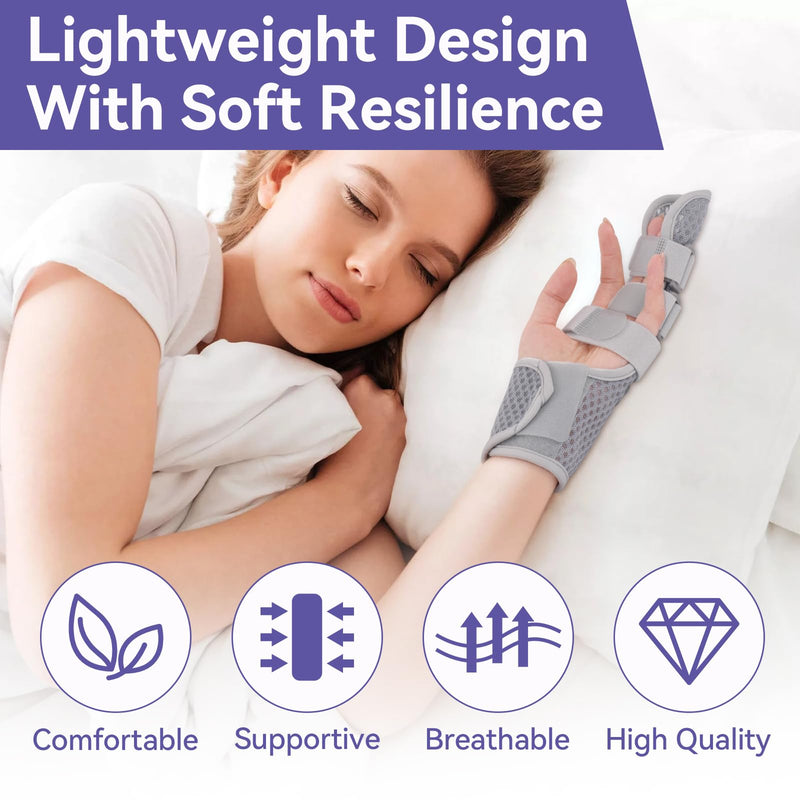 Double Trigger Finger Splint, Aluminum Finger Brace Joint Stabilizer, Adjustable Hand Brace with Finger Support for Broken Fingers, Sprains, Mallet Injury, Arthritis(Ultra-Slim) Double Trigger Finger Splint
