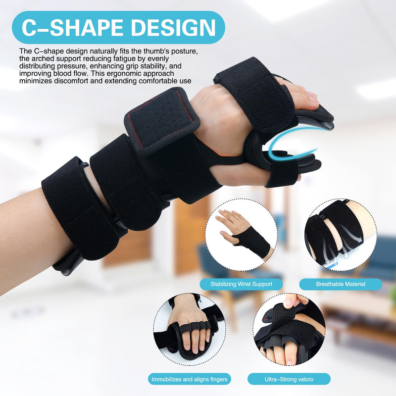 Resting Hand Splint Stroke Night Immobilizer Included Wrist Brace Enhanced Experience, Functional Wrist Finger Brace- Pain Relief For Carpel Tunnel, Stroke Recovery, Arthritis, Tendinitis Left Large