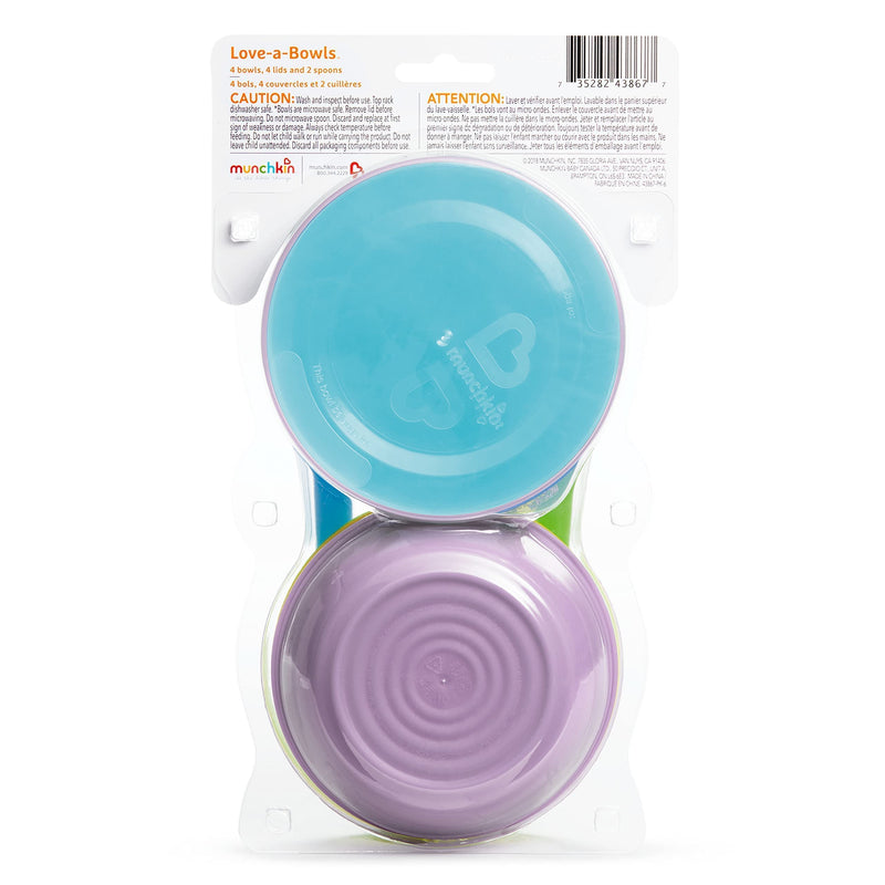 Munchkin® Love-a-Bowls™ 10 Piece Baby Feeding Set, Includes Bowls with Lids and Spoons, Multicolor