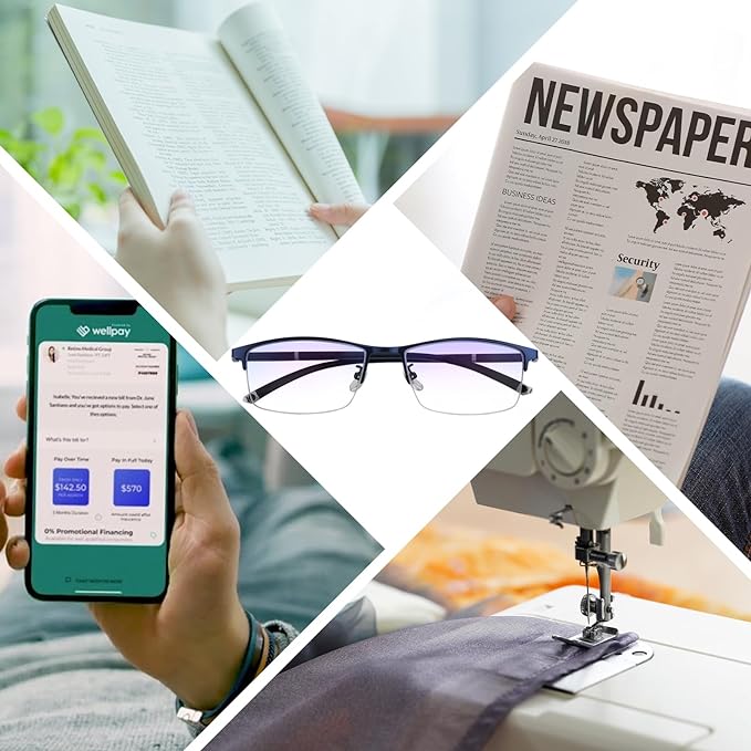 [KIHASU] Reading Glasses for Men and Women, Blue Light Cut, Stylish, Frequency +1.0 to 3.0, Half Rim -  Australia