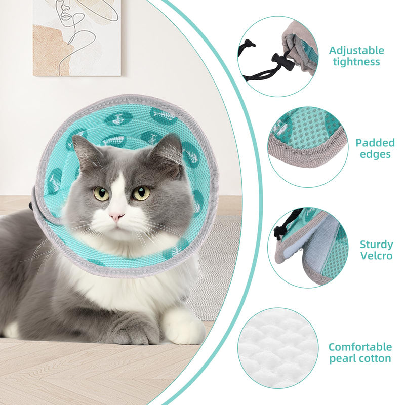 Cat Neck Brace, Adjustable Neck Brace Cat Collar, Cat Collar for Cats Cat Collar After Operations and Injuries, Prevents Licking Wounds Cat Collar (Green, M) Green - BeesActive Australia