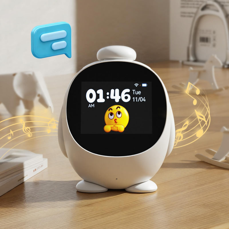 Kids Intelligent AI Alarm Clock, Ok to Wake Clock for Kids, Sleep Trainer Clock for Toddler, Adorable Digital Alarm Clock, AI Voice Clock with Chat, Time Management Gift for Children