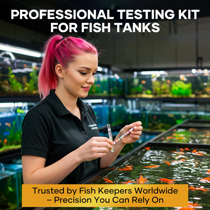 11 in 1 - Aquarium Test Strips | 950 Tests - 150 Strips | Fish Tank Aquariums Water Test Kit & ebook | Aquarium Thermometer | Fish Tank Water Testing Kit Includes 50 Ammonia Strips | Versatile Usage 11