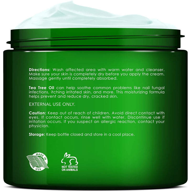 New York Biology Tea Tree Oil Foot Cream for Dry Cracked Feet, Athletes Foot, Nail Fungus, Jock Itch, Ringworm, Cracked Heels and Itchy Skin - Foot Cream - 8 oz - Pack of 2 Tea Tree Oil - 8.00 Ounce (Pack of 2) 8.00 Ounce (Pack of 2)