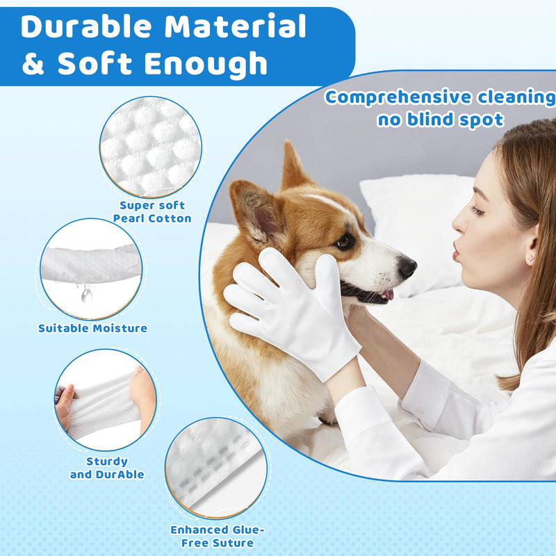 24 Pieces Cleaning Gloves for Dogs and Cats Pet Glove Wipes Hypoallergenic Cleaning Gloves for Pet Cleaning Deodorant, Hypoallergenic, Skin-Friendly