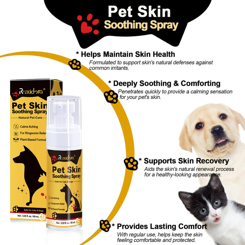 2Pcs Pet Skin Soothing Spray for Dogs and Cats– Gentle Formula for Dogs & Cats with Itchy or Dry Skin – Helps Ease Discomfort from Irritations & Environmental Factors – Safe, Plant-Based Option