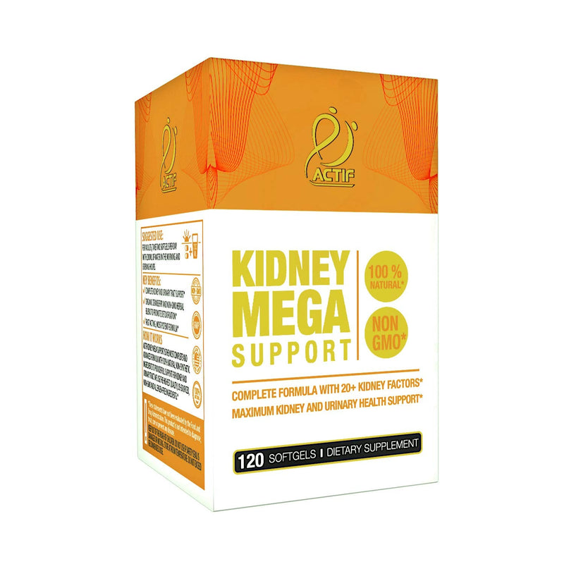Actif Kidney Mega Support with 10+ Advanced Factors, Boosts Healthy Kidney Function, Kidney Cleanse, Non-GMO, Fast Acting, Made in USA, 120 Count