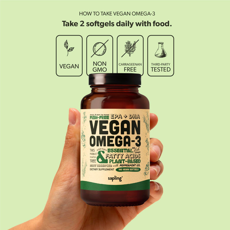 Vegan Omega 3 Supplement - Plant Based DHA & EPA Fatty Acids - Carrageenan Free, Alternative to Fish Oil, Supports Heart, Brain, Joint Health - Sustainably Sourced Algae, Fish Oil Free - 180 Softgels 180 Count (Pack of 1)
