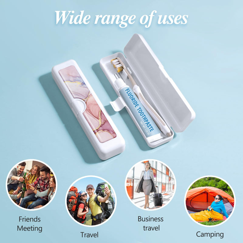 Toothbrush Travel Case, Convenient Colorful Pattern Travel Toothbrush Case and Travel Toothbrush Holder, Toothbrush Covers and Toothbrush Holders Travel ，Travel Tongue Scraper Case Pink Marble Small - BeesActive Australia